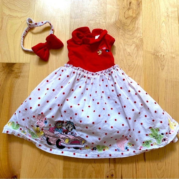 Disney Store Embroidered Minnie and Mickey Polka Dot Tank Dress with Bloomers - Picture 1 of 11
